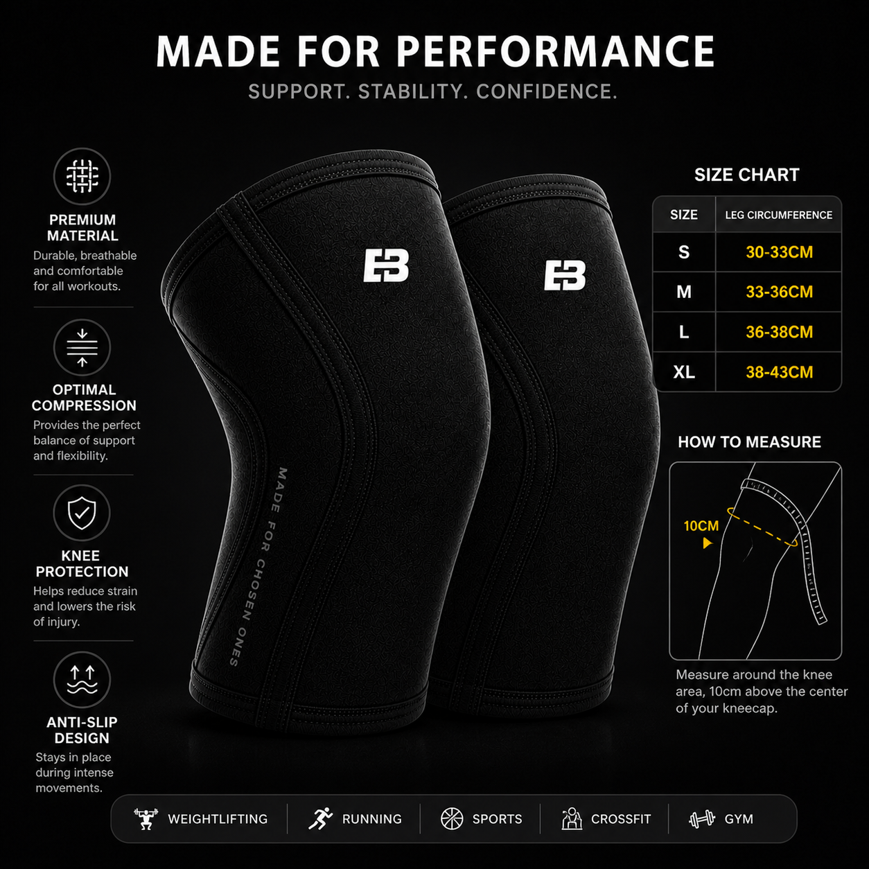 7mm Knee Sleeves – Neoprene Support for Lifting & Training